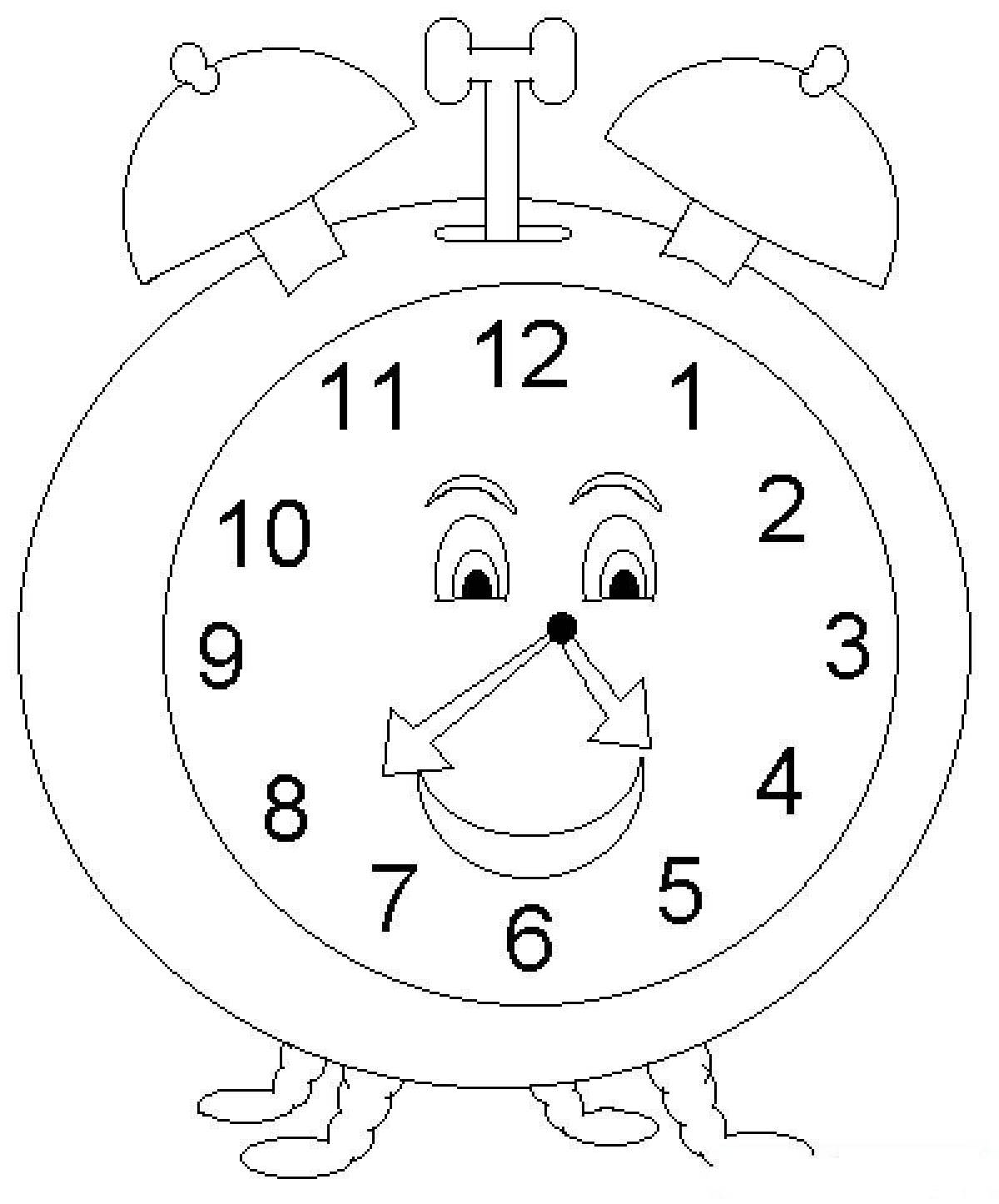 Joyful clock coloring book for kids