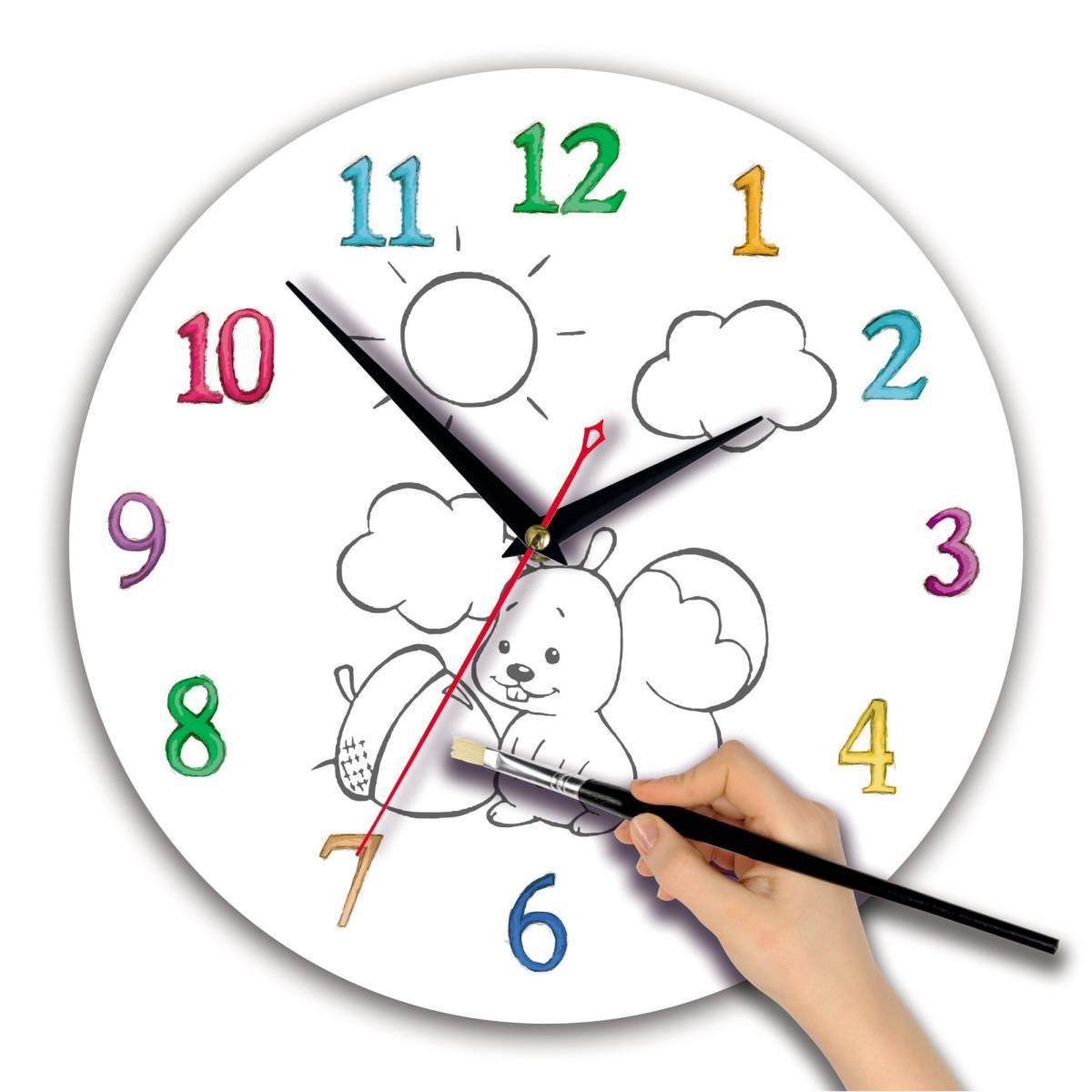 Playful clock coloring page for kids