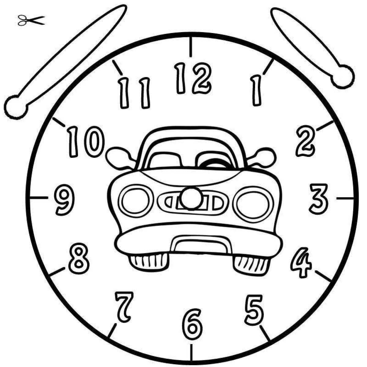 Fun clock coloring for kids