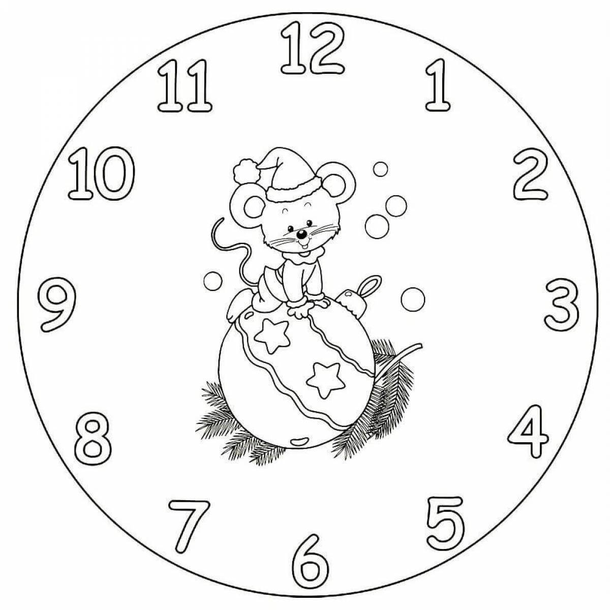 Colored clock coloring book for kids