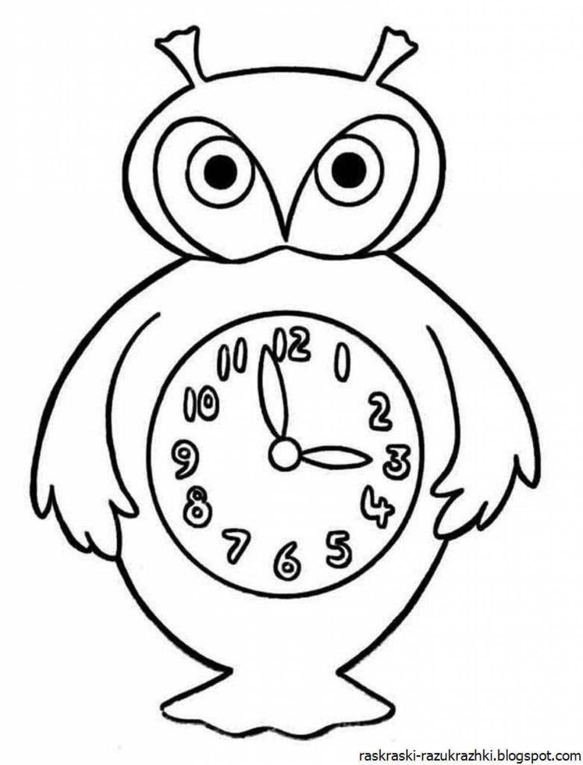 Adorable clock coloring for kids