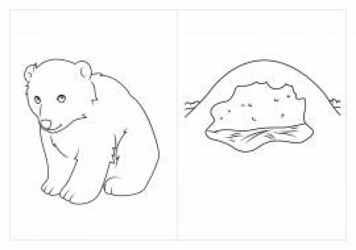 Coloring page mischievous bear in the den