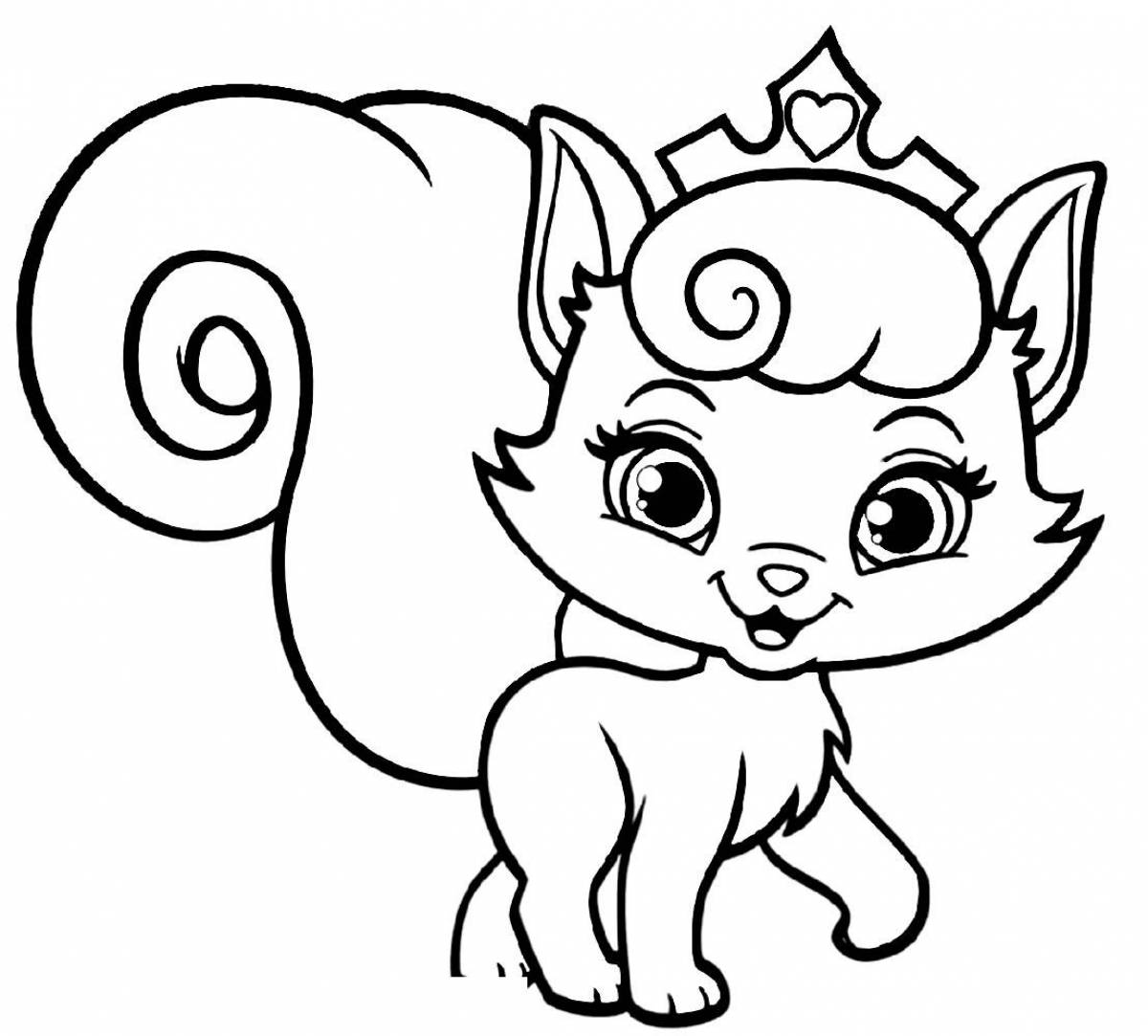 Cute doggie kitties coloring pages for kids