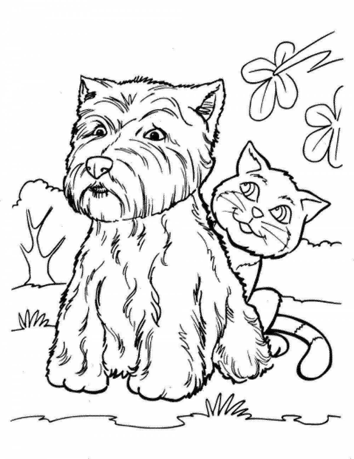 Fluffy coloring pages dogs kittens for kids
