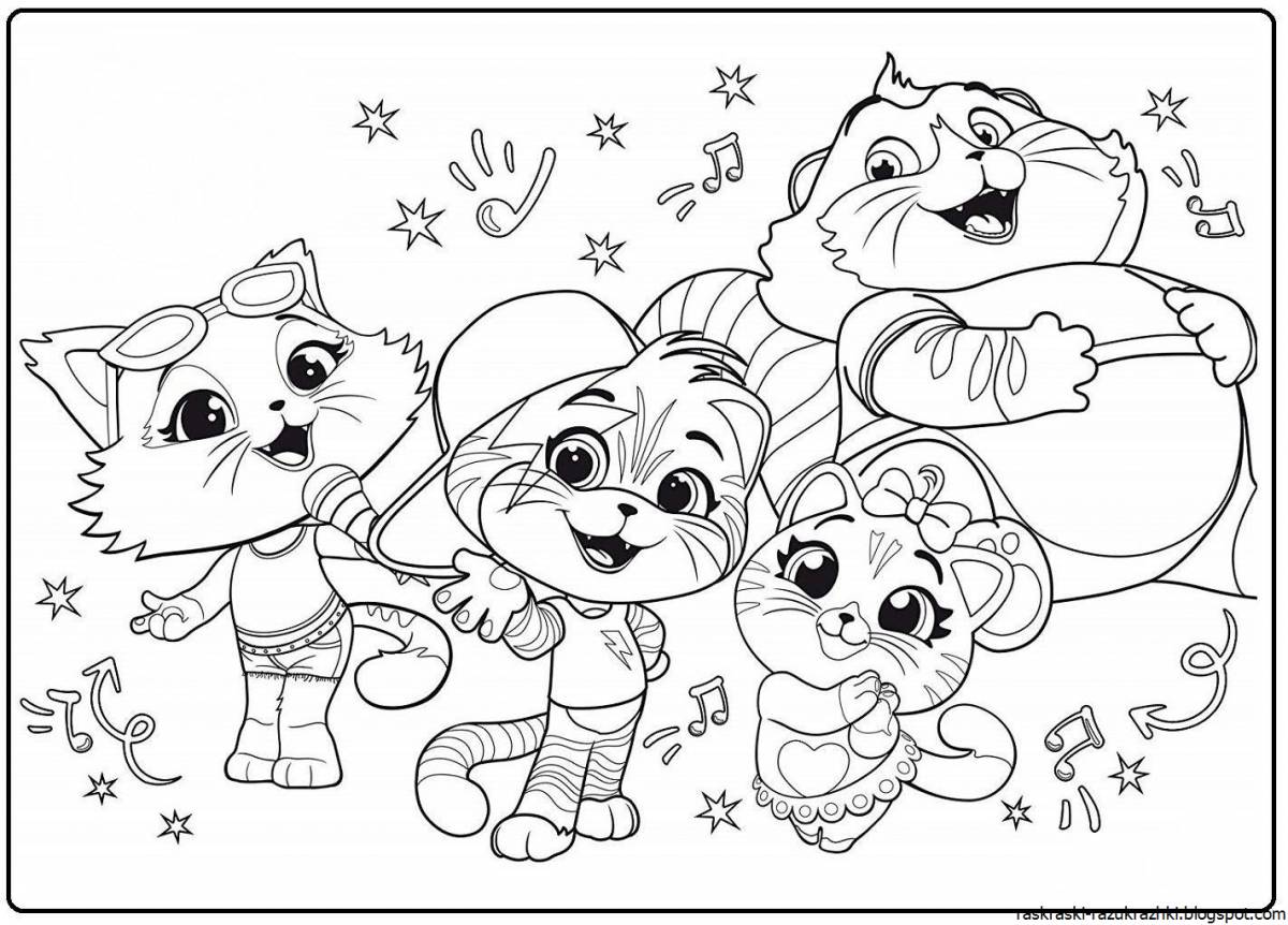 Quirky coloring pages dogs kittens for kids