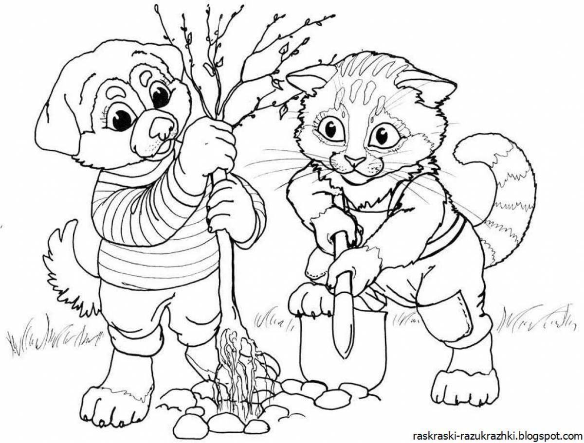 Coloring doggie kitties for kids