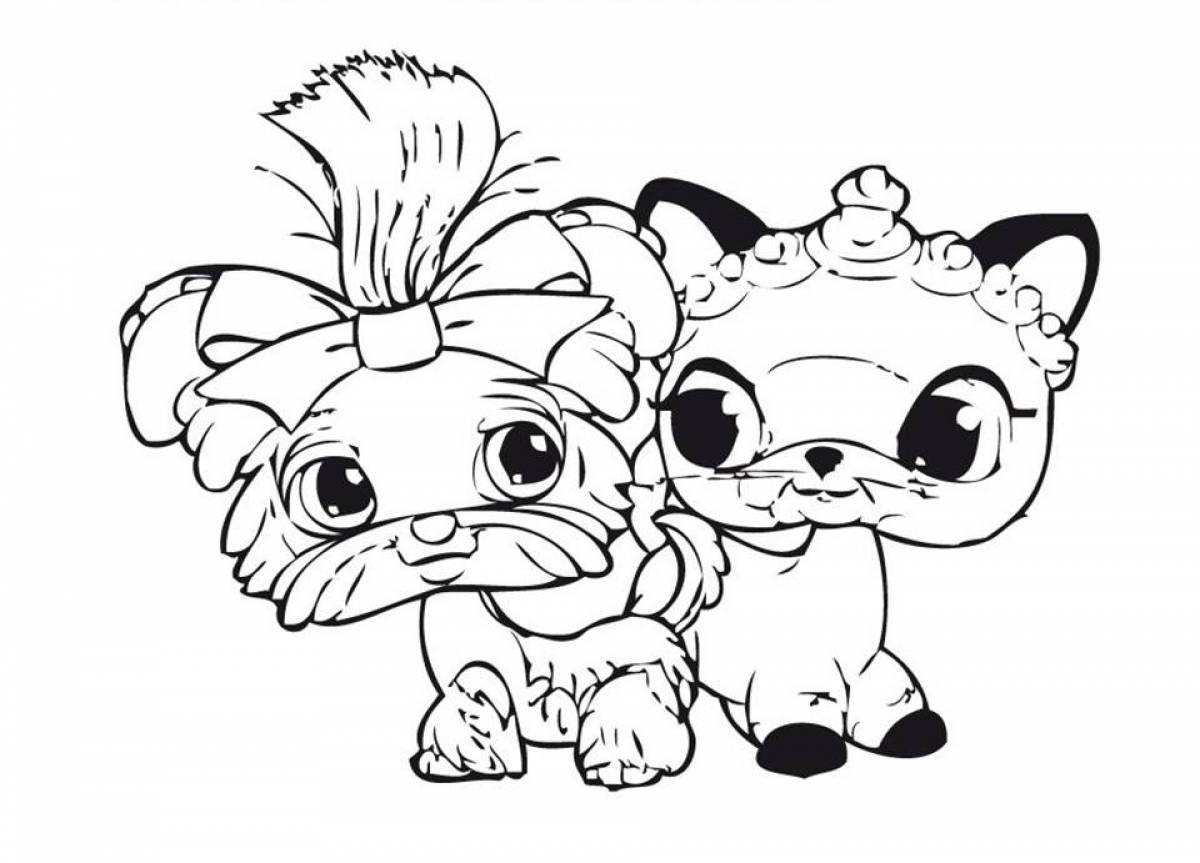 Doggie kitties soft coloring for kids
