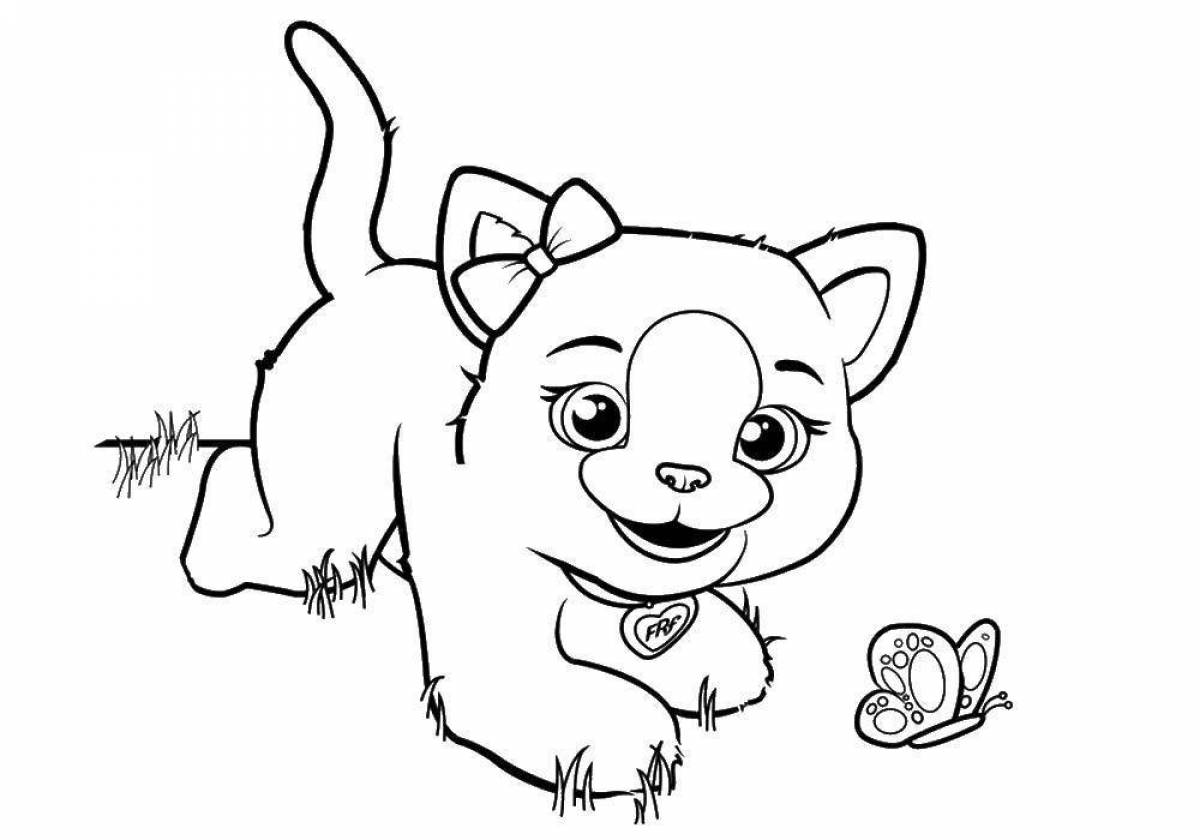Colourful coloring pages of dogs and kittens for children