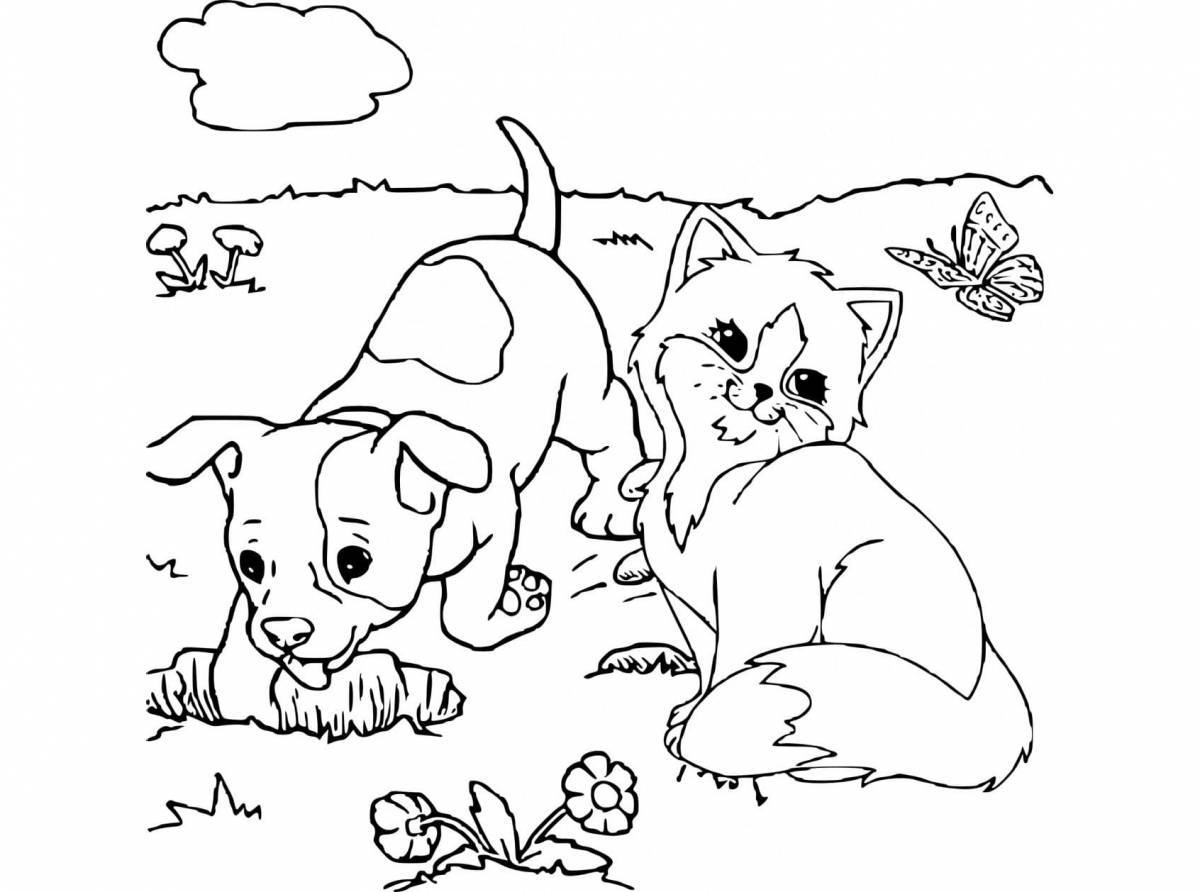Coloring pages with bright eyes of a dog for children