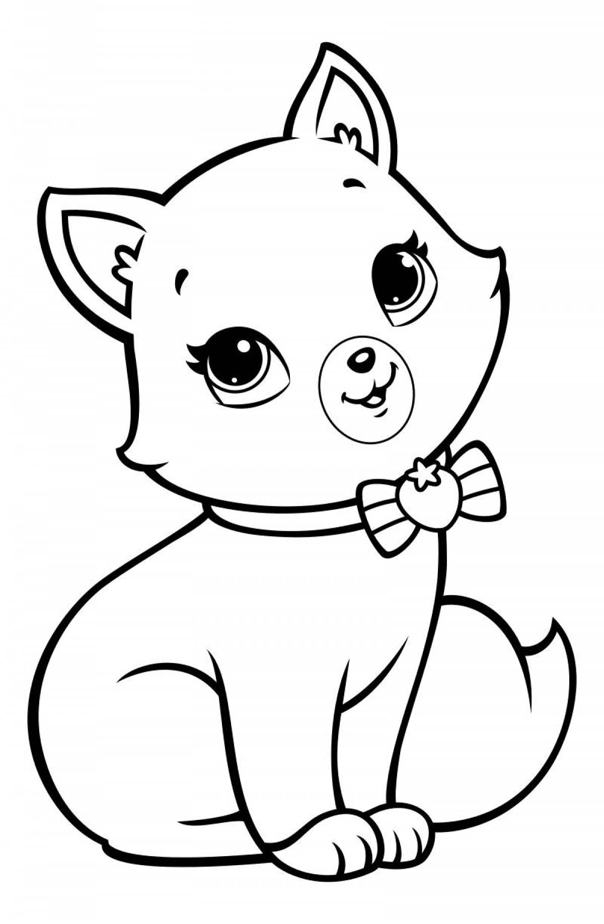 Big-eared coloring pages dogs kittens for kids