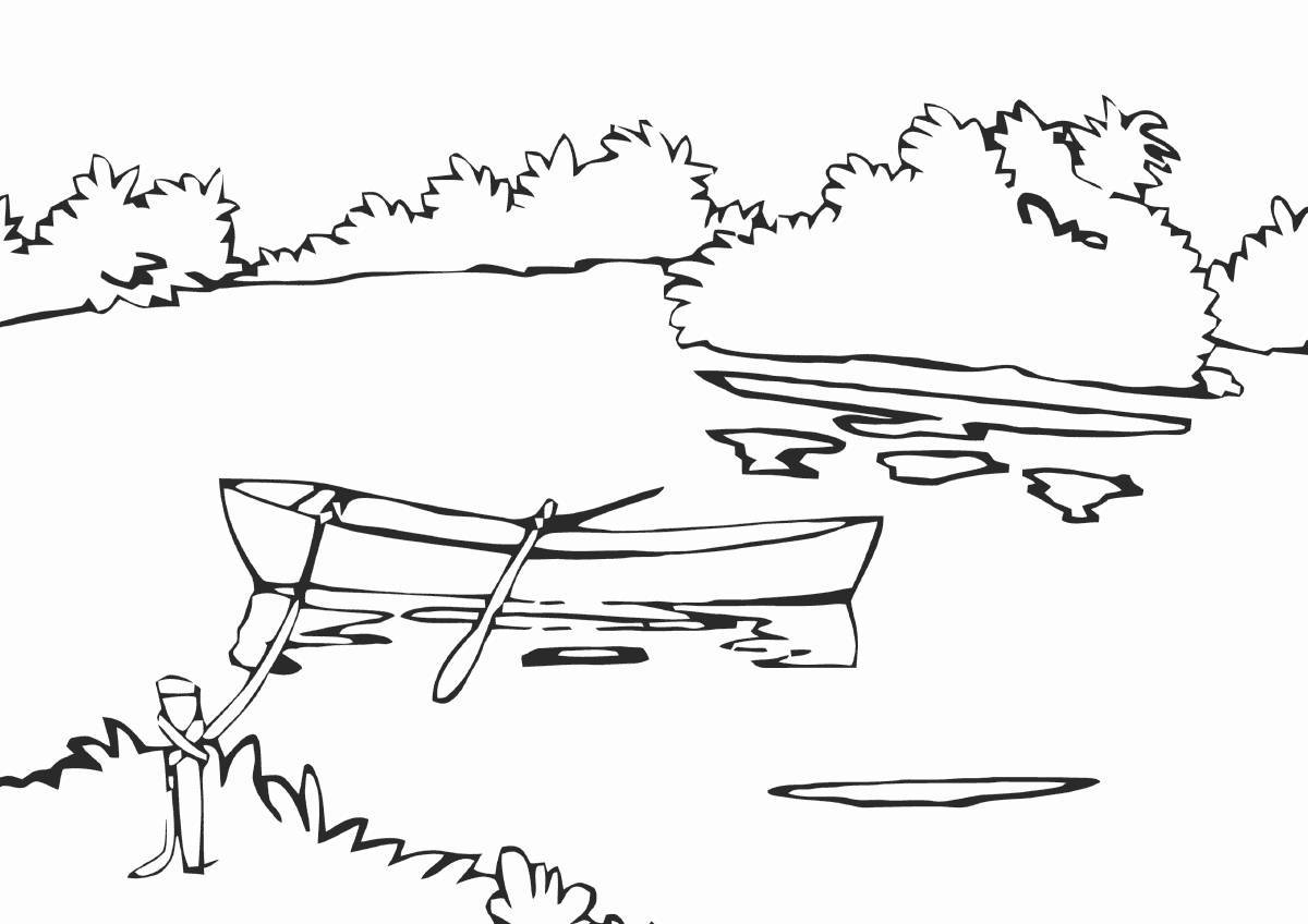 Glittering lake coloring page