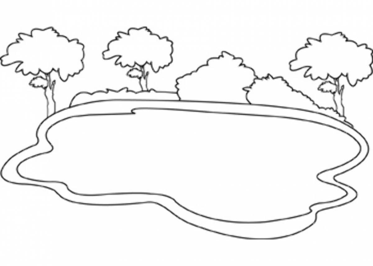 Coloring page mysterious lake
