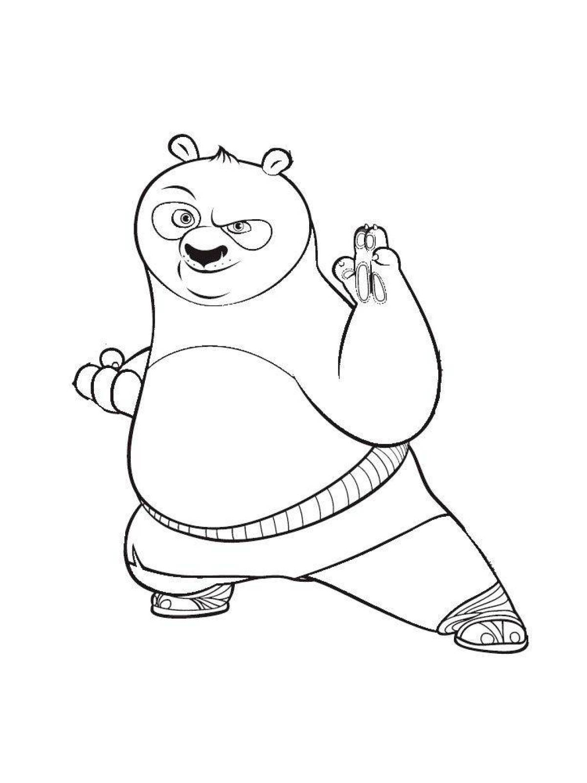 Яркая страница раскраски кунг-фу панда