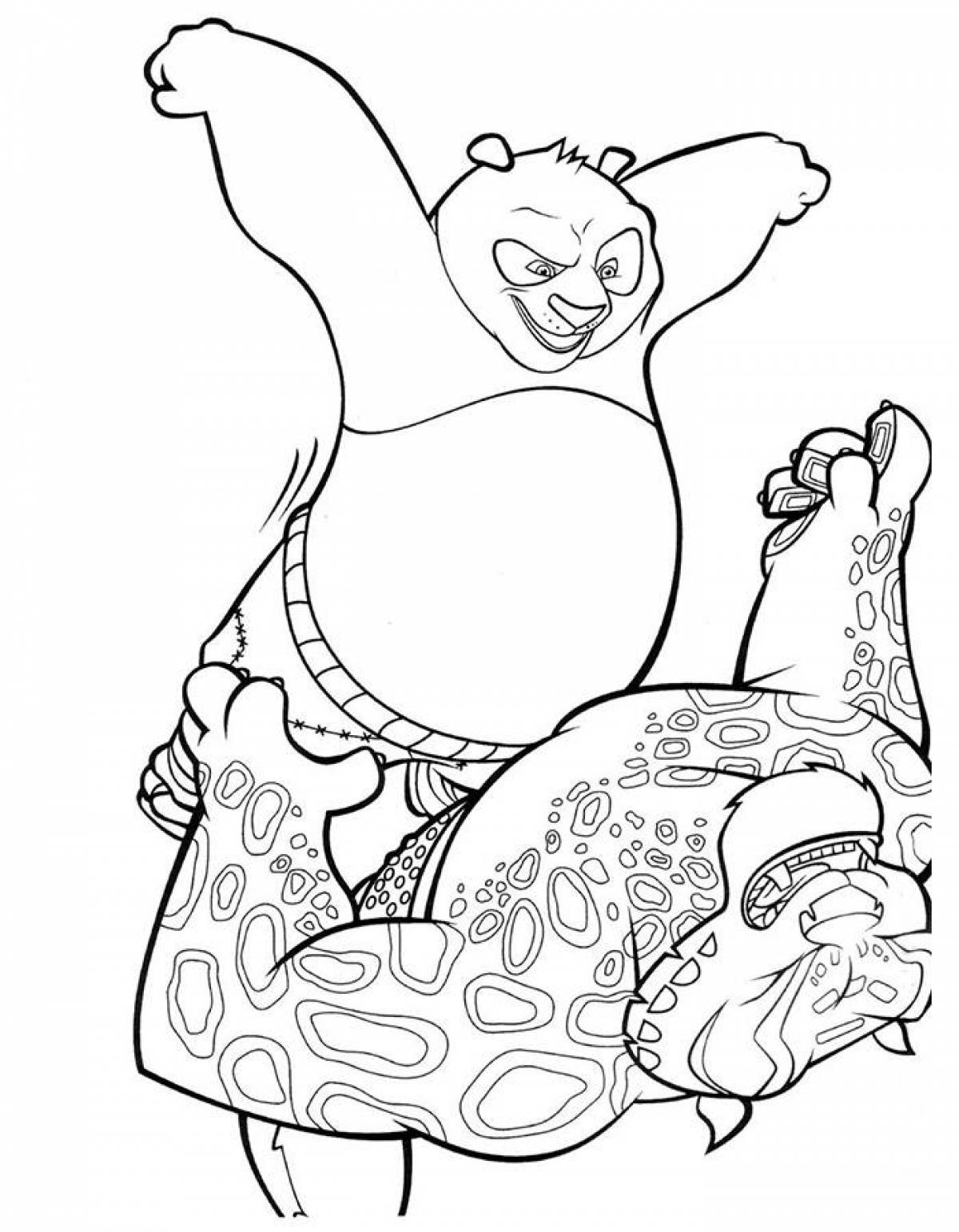Радостная кунг-фу панда раскраска