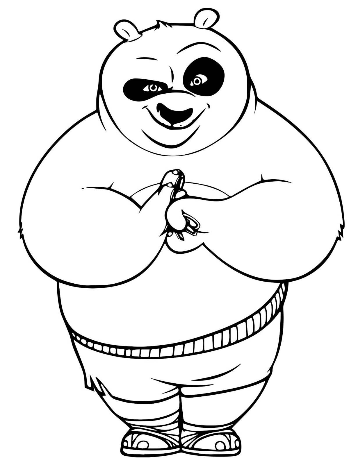 Игривая страница раскраски кунг-фу панда