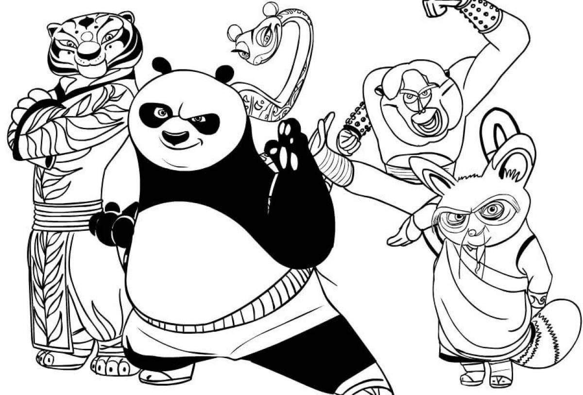 Веселая раскраска кунг-фу панда