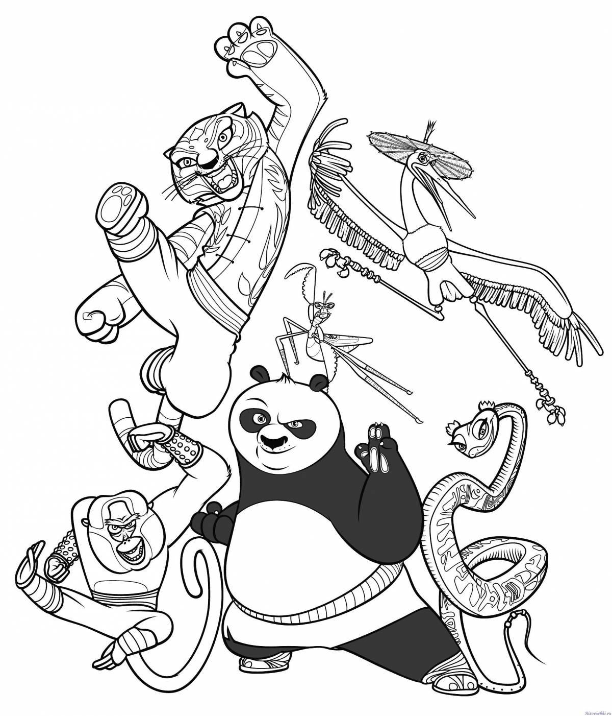 Привлекательная страница раскраски кунг-фу панда