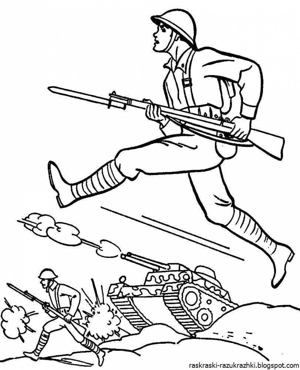 Detailed military coloring book for kids