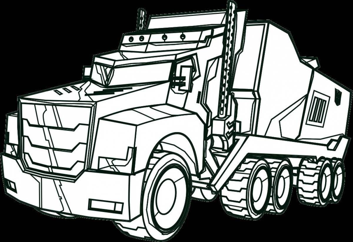 Amazing optimus prime coloring page for kids