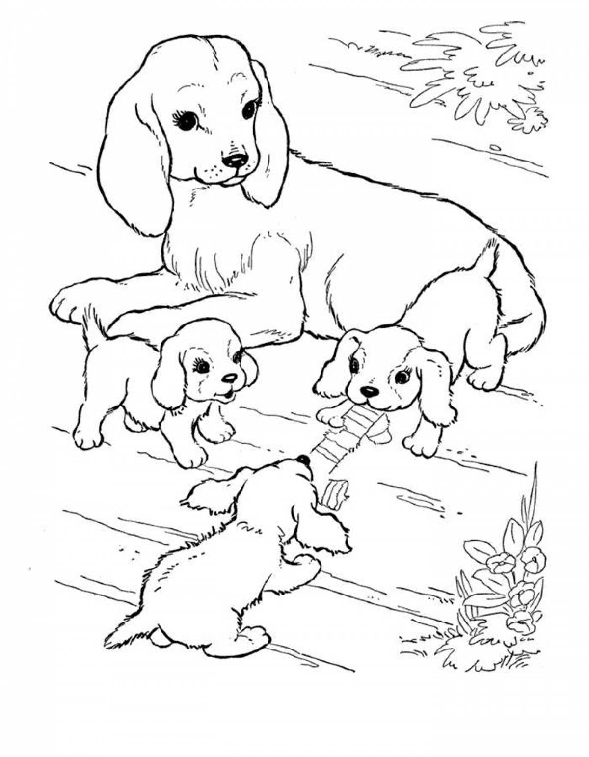 Увлекательная раскраска собачки для детей 6-7 лет
