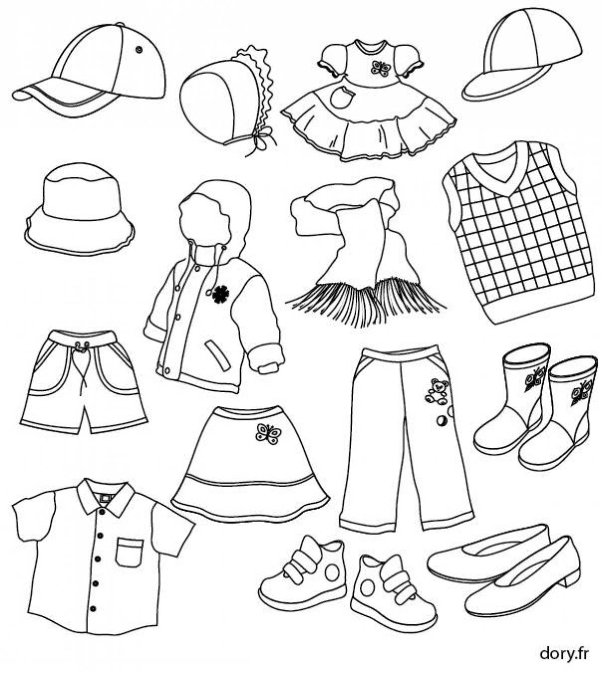 Playful coloring of clothes for children 3-4 years old