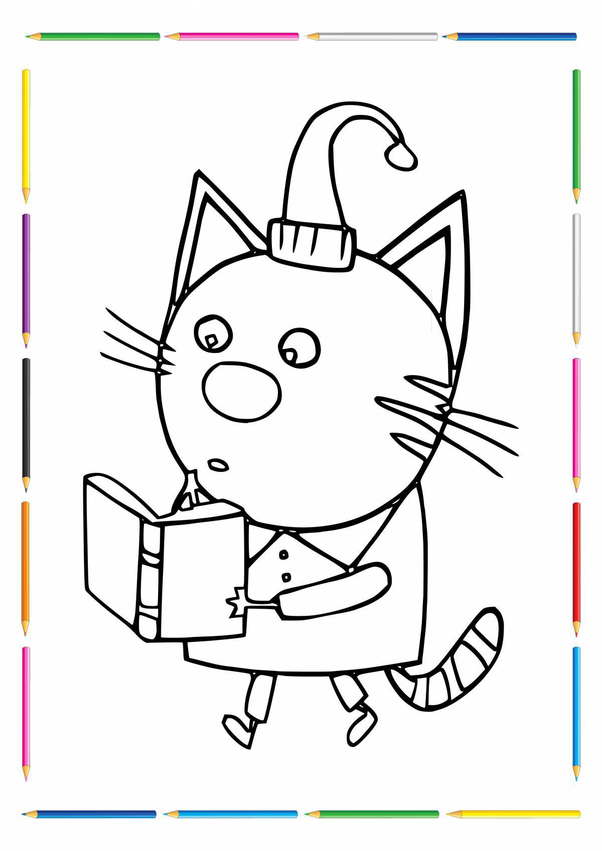 Fun coloring 3 cats for the little ones