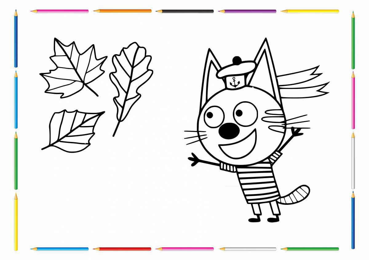 Coloring pages 3 cats for juniors