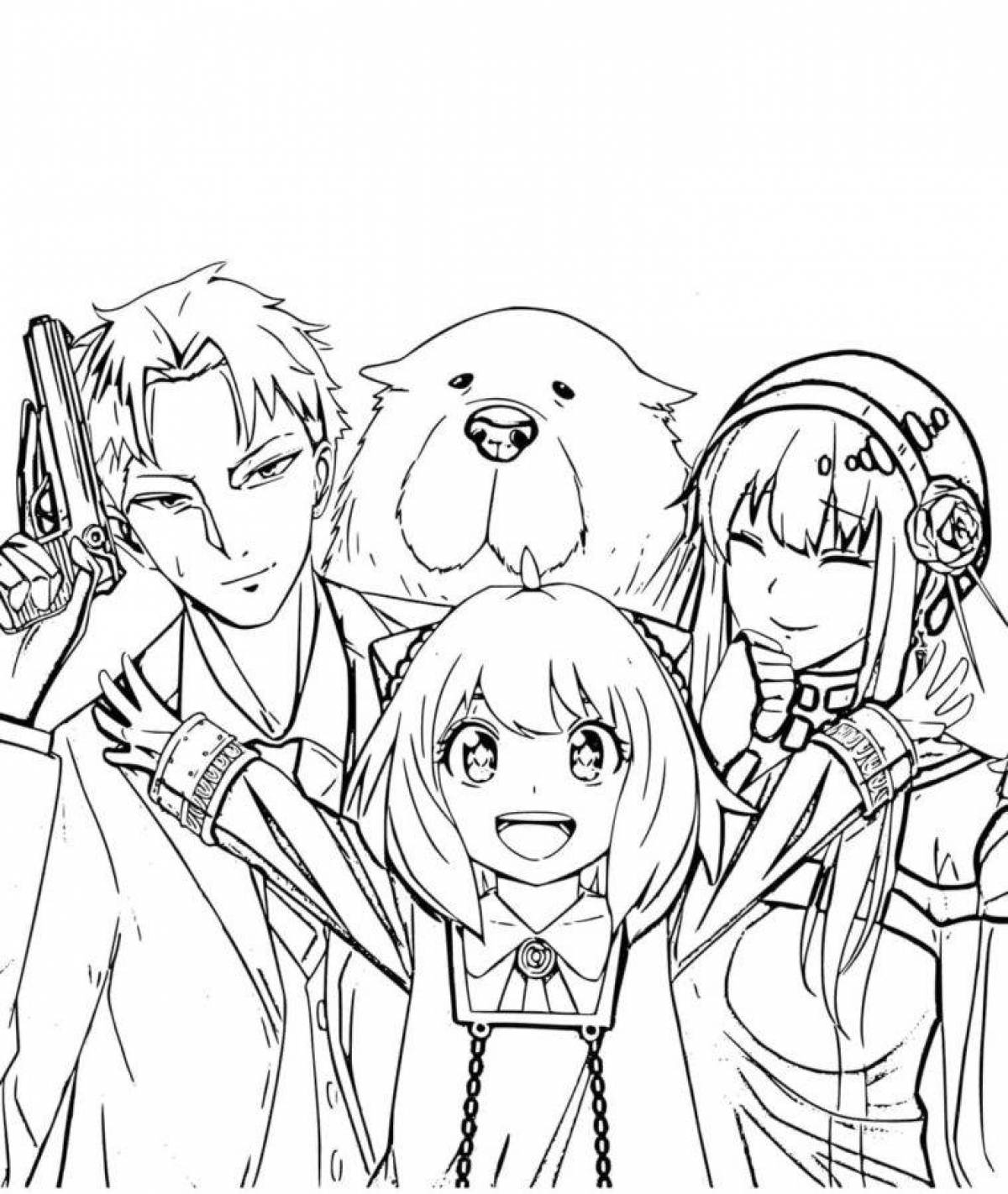 Colorful spy family coloring page