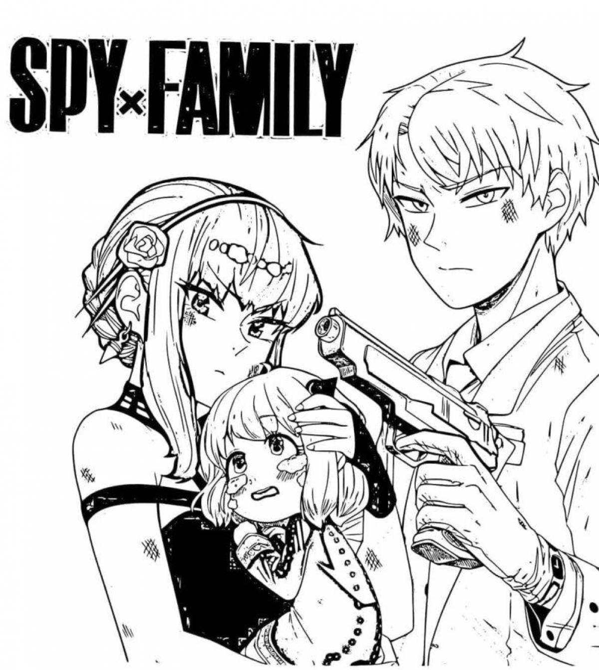 Weird spy family coloring book