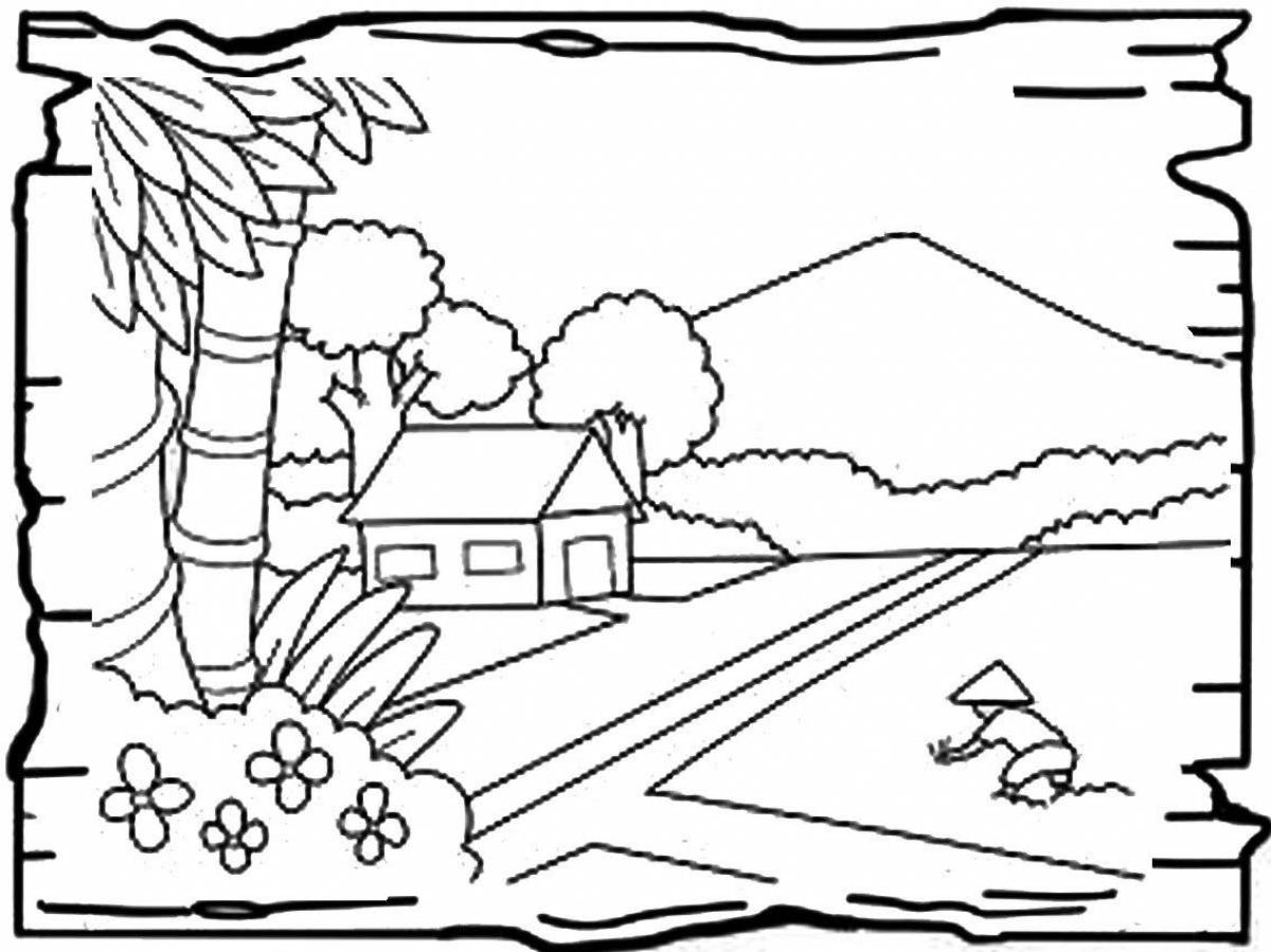 Glorious landscape coloring for kids