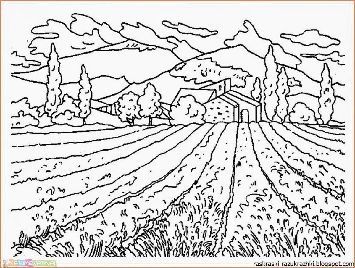 Beautiful landscape coloring for kids