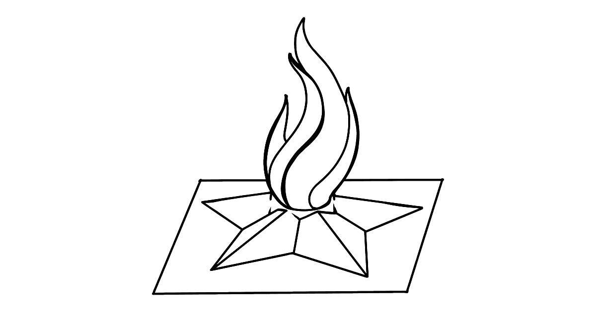 Vibrant eternal flame coloring page for kids