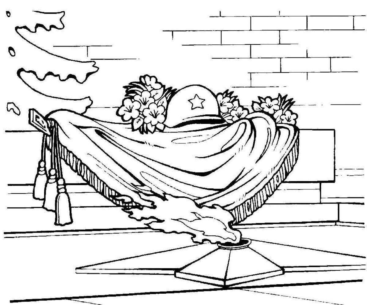 A beautifully drawn eternal flame coloring page for kids