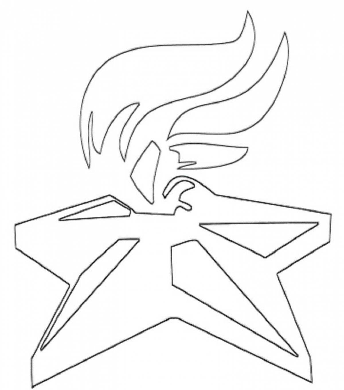 Lovingly illustrated eternal flame coloring page for kids