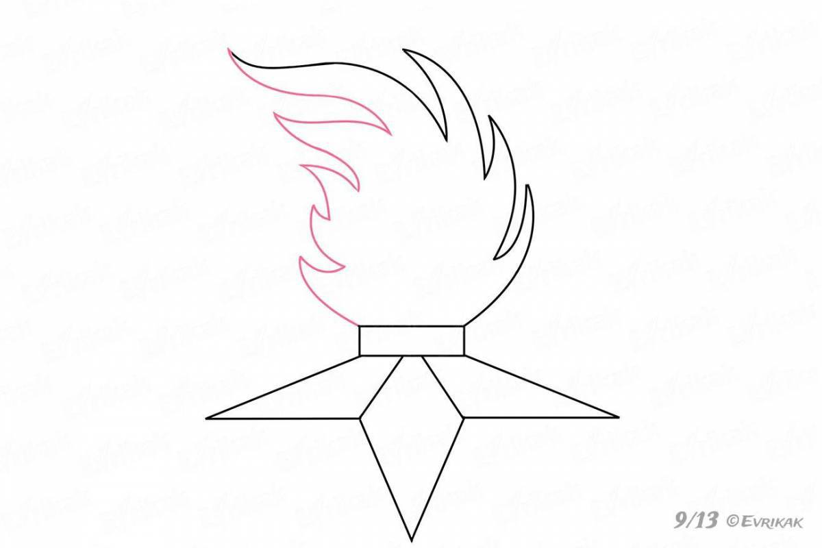 A beautifully designed eternal flame coloring page for kids