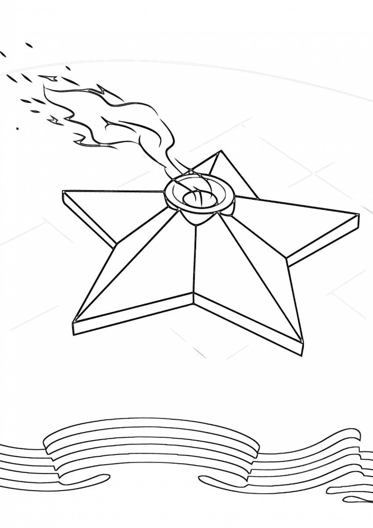 Artistically colored eternal flame coloring page for kids