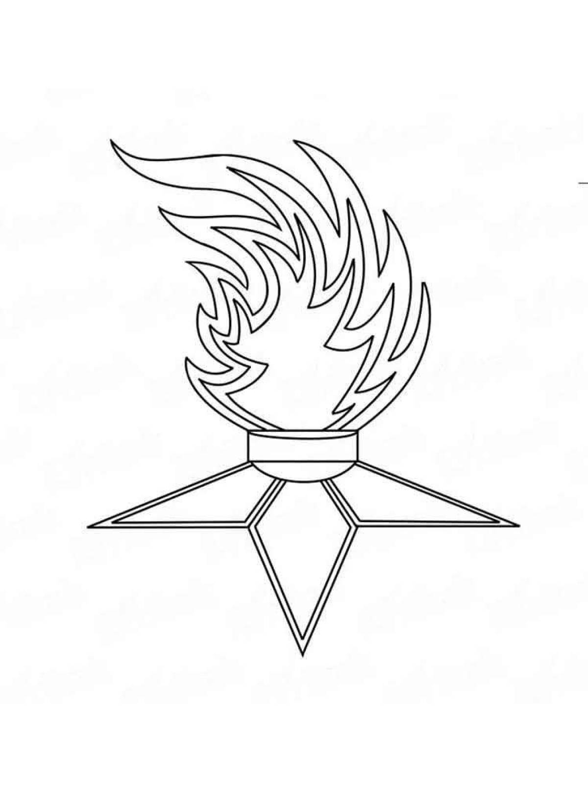 Colorful eternal flame coloring page for kids