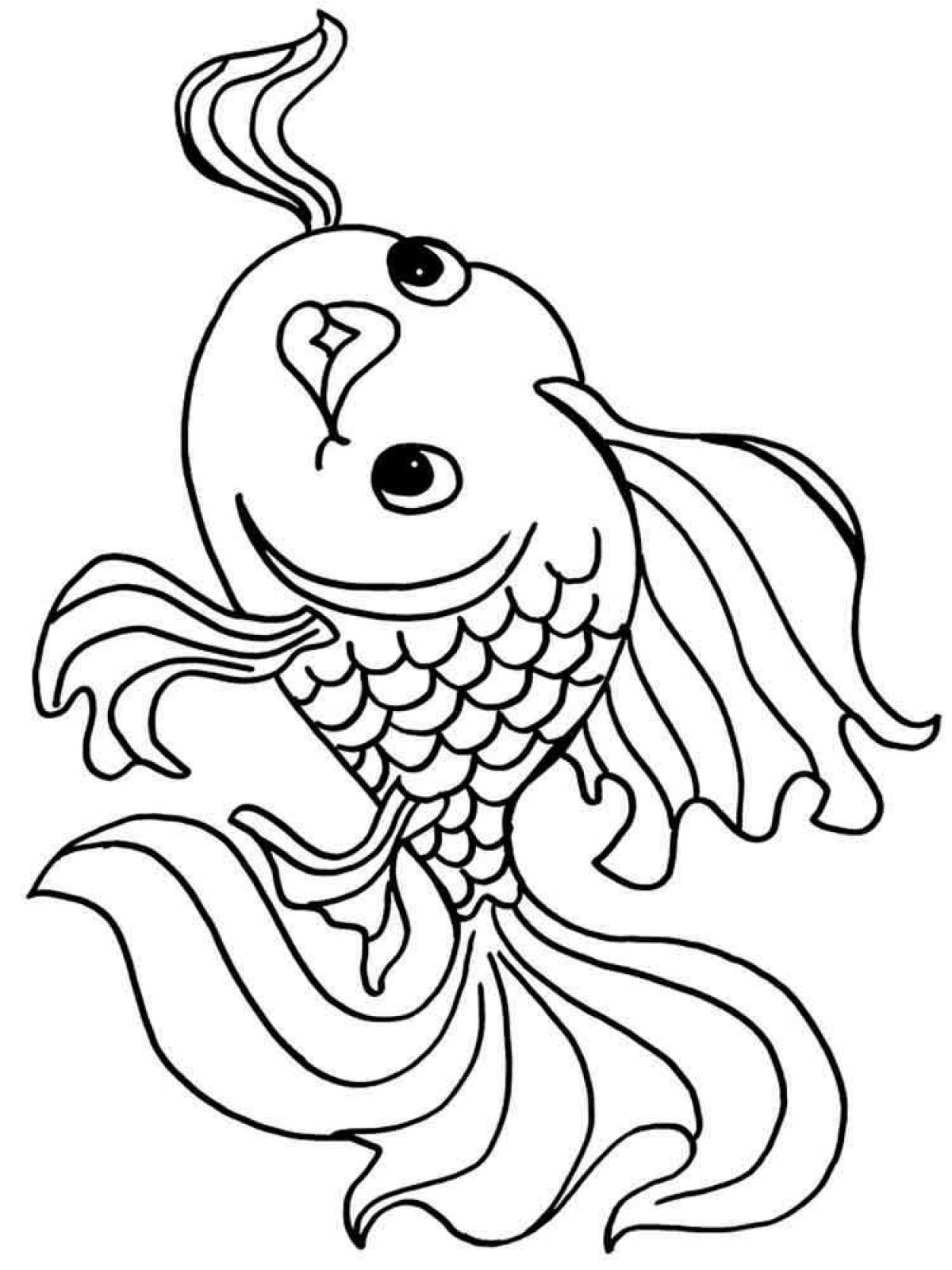 Colorful goldfish coloring pages for kids