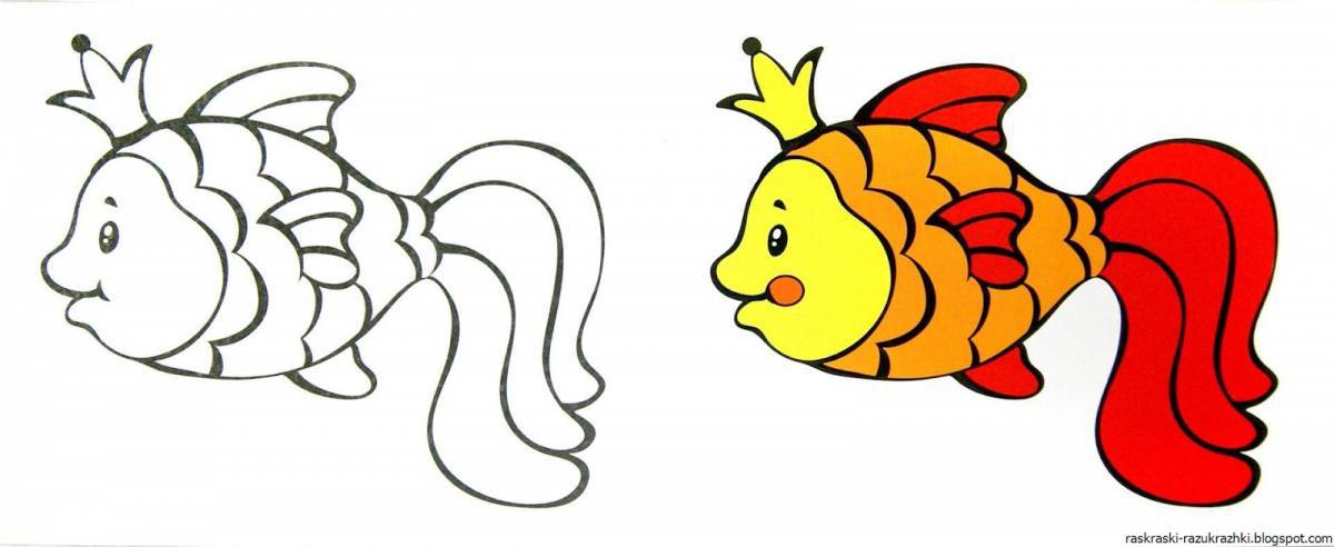 Fun coloring goldfish for kids