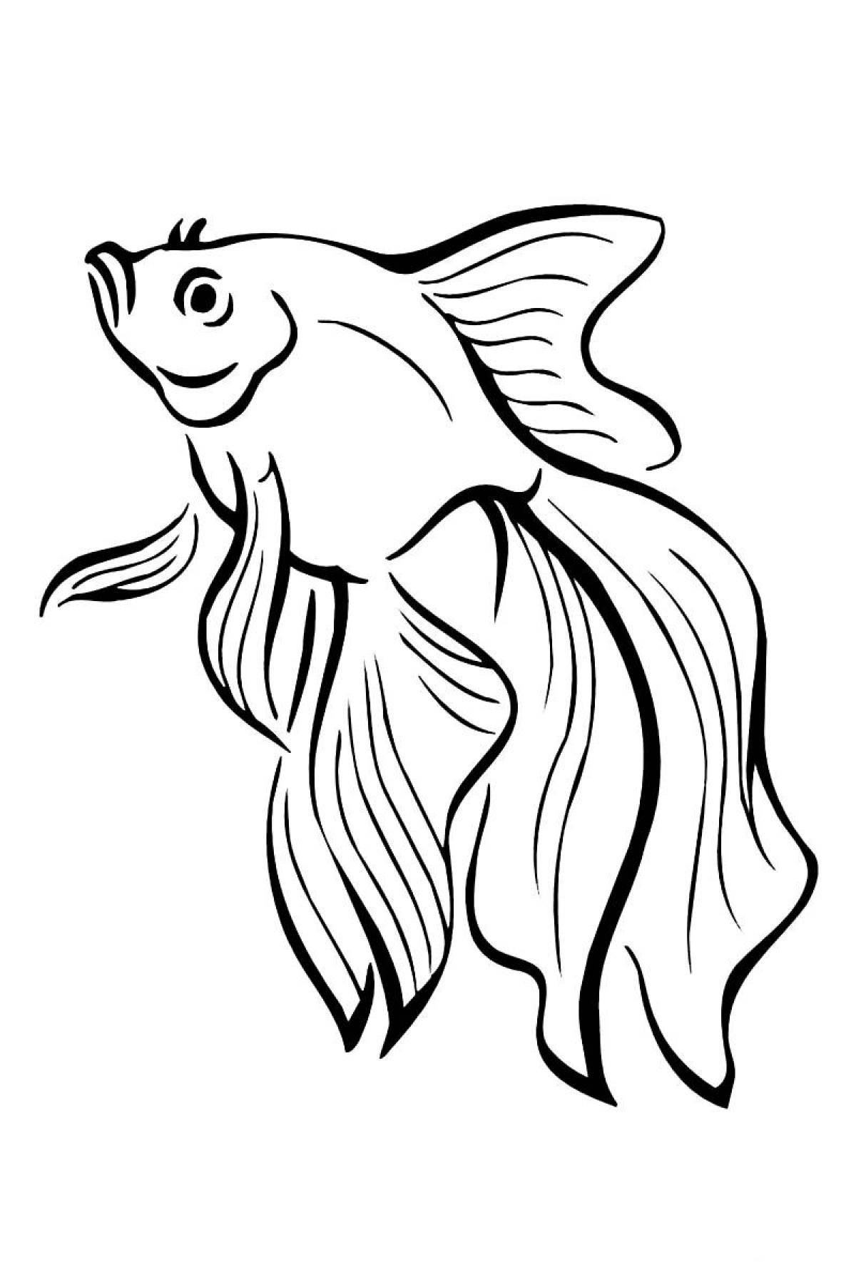 Coloring pages with goldfish for kids