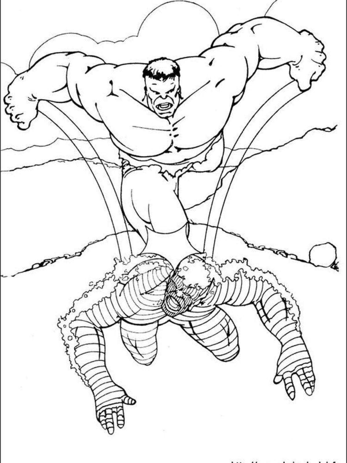 Разукрашки Халк и человек паук