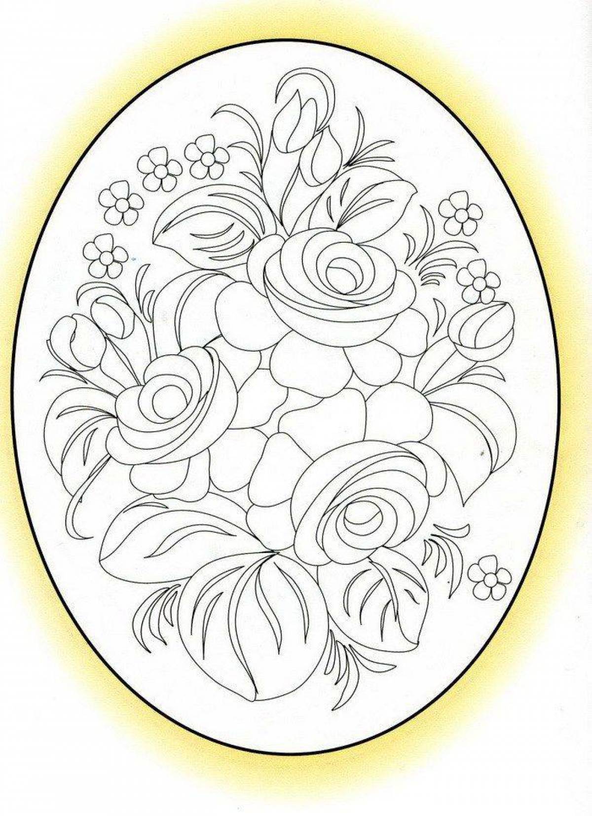 Жостовская роспись раскраска тарелка