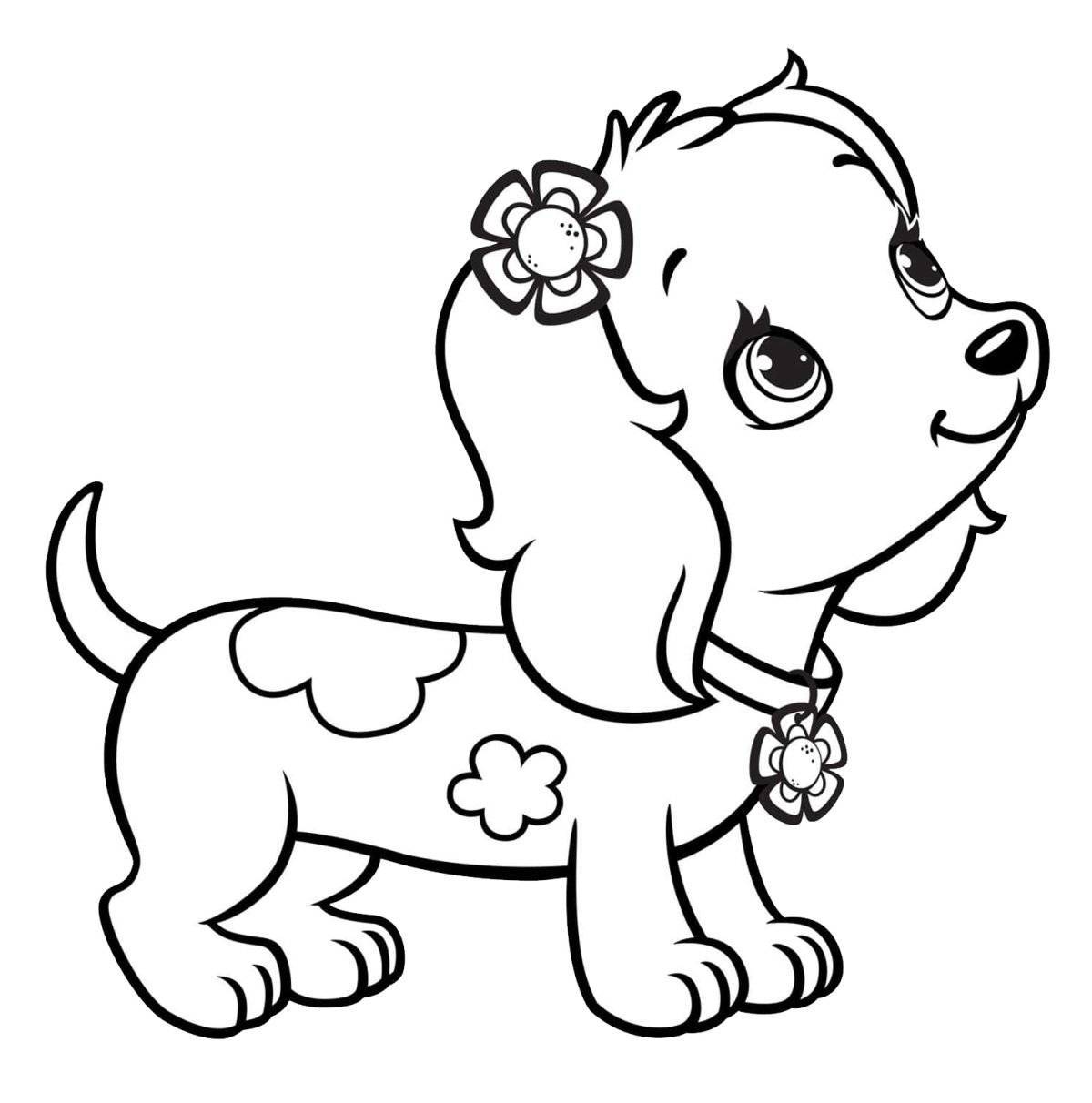 Coloring book inquisitive dog