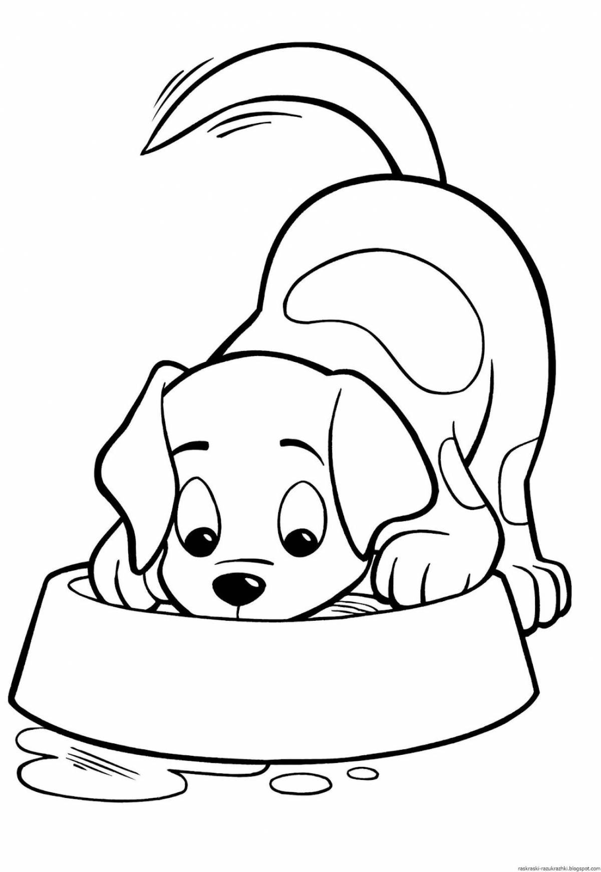 Coloring page of a sociable dog