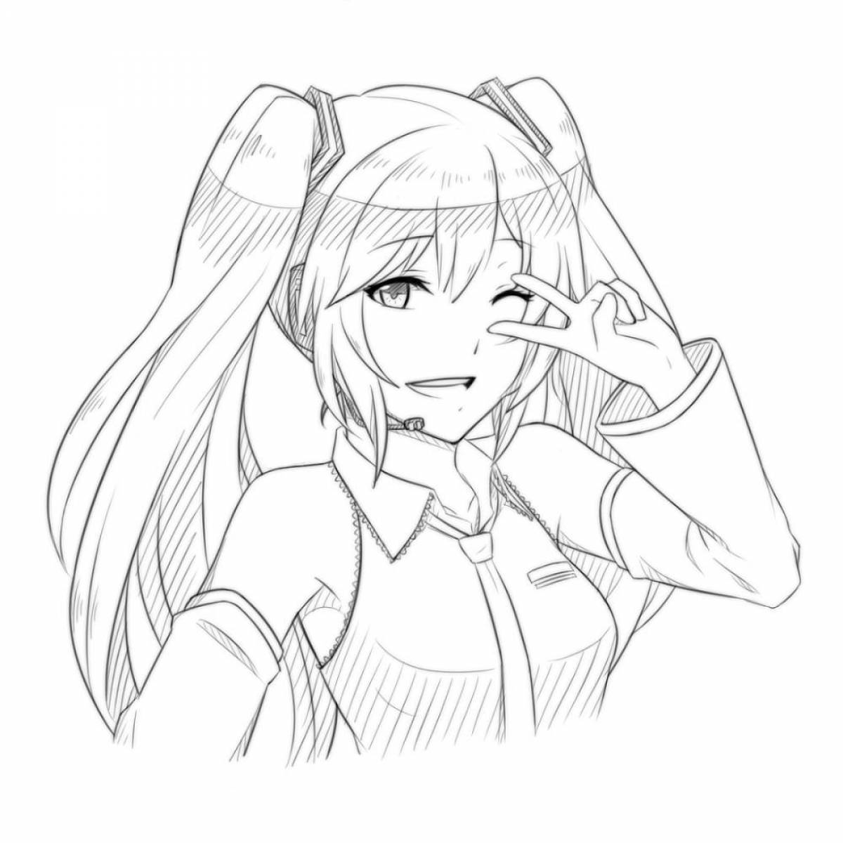 Vibrant anime chan coloring page