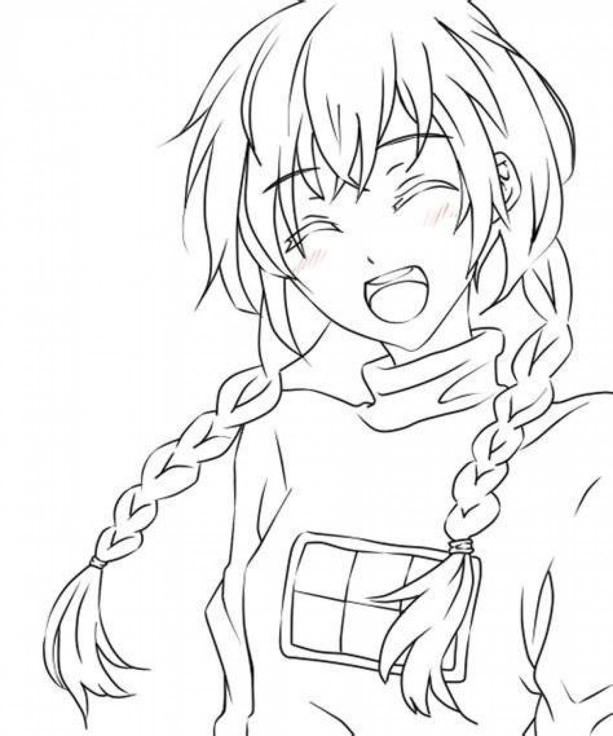 Delightful anime chan coloring page