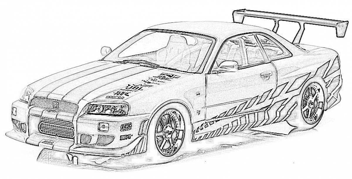 Animated coloring nissan skyline