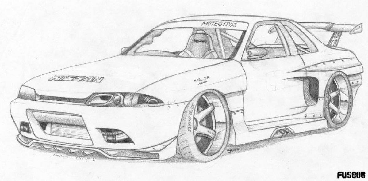 Coloring book gorgeous nissan skyline
