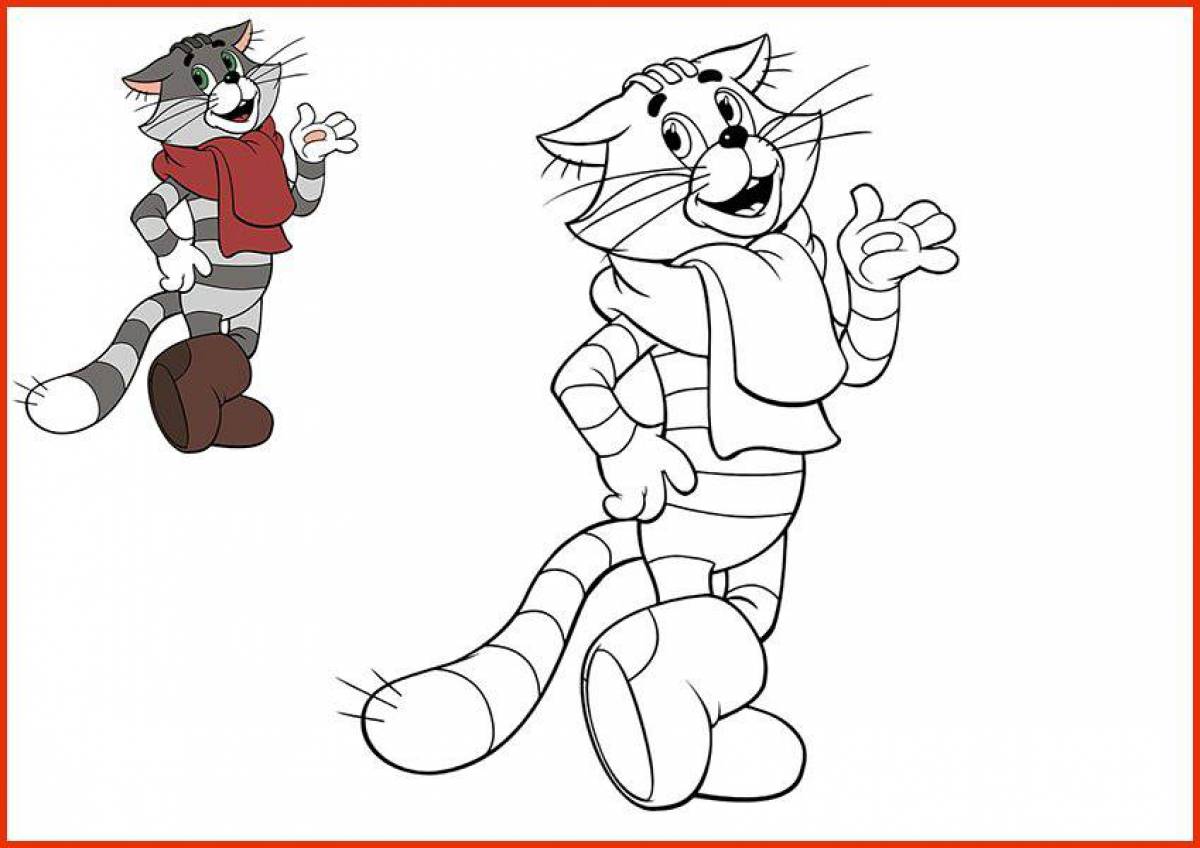 Coloring page cute matroskin cat