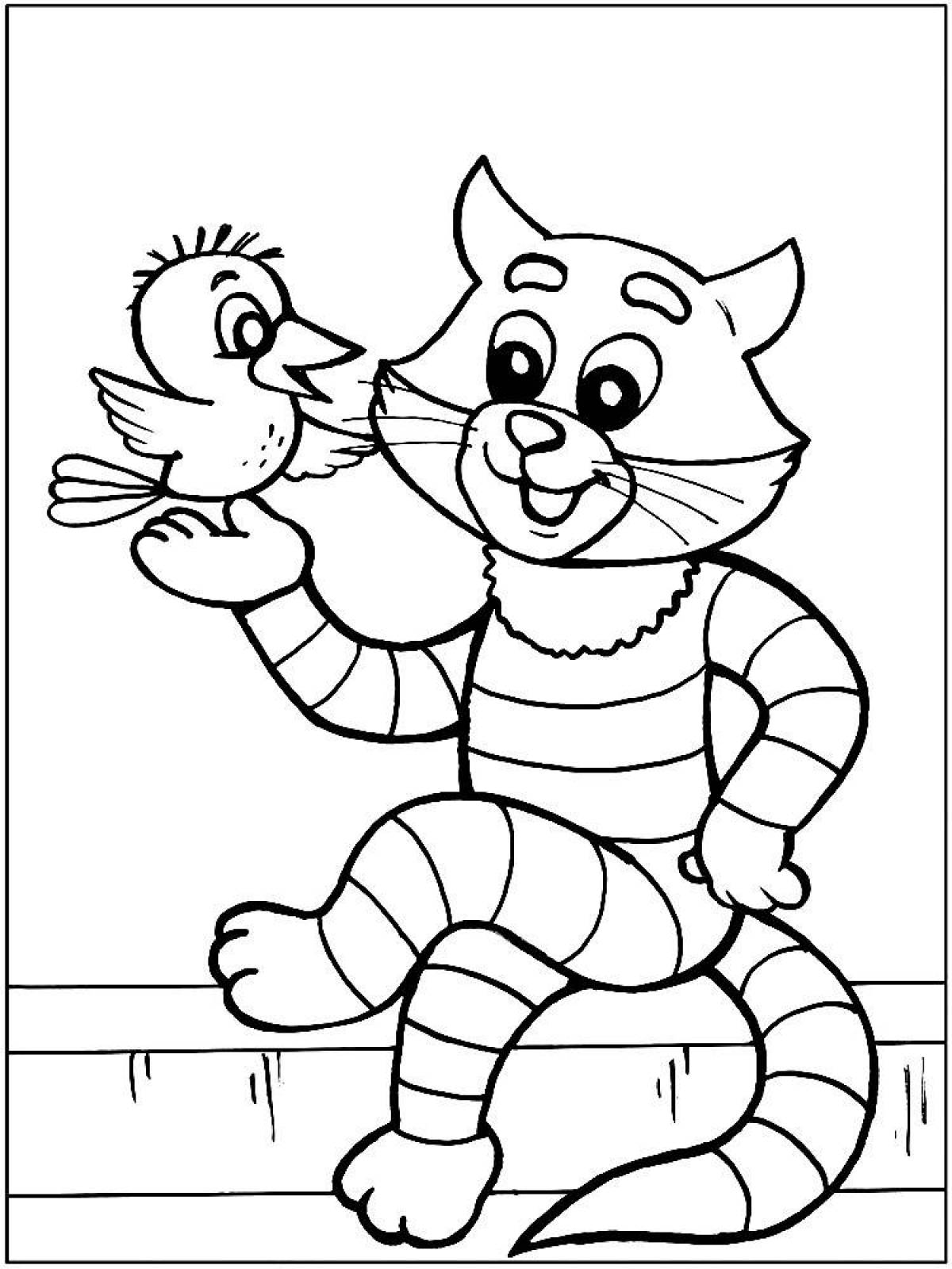 Coloring page sweet matroskin cat
